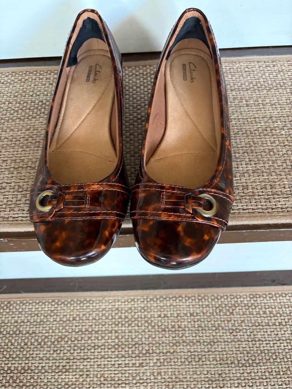 Clarks Women's Tortoiseshell Brown Patent Ballet Flats
